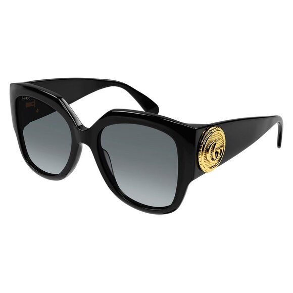 NEW GUCCI SUNGLASSES, AUTHENTIC WOMEN BLACK OVERSIZED SUNGLASSES - Picture 1 of 3